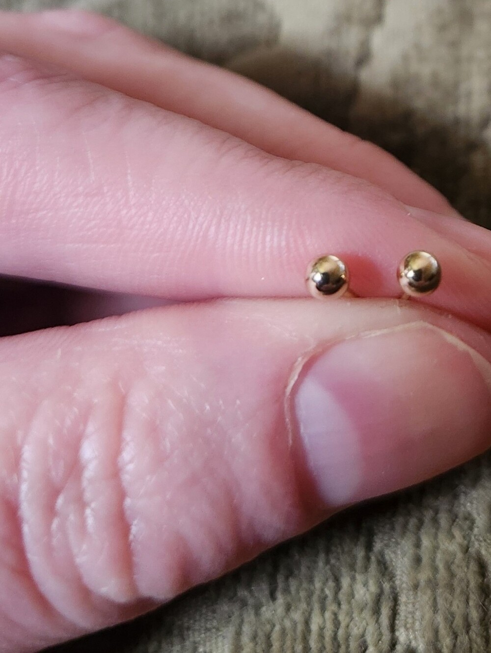 3mm 14kt Gold Round Ball Studs - Picture 3 of 3
